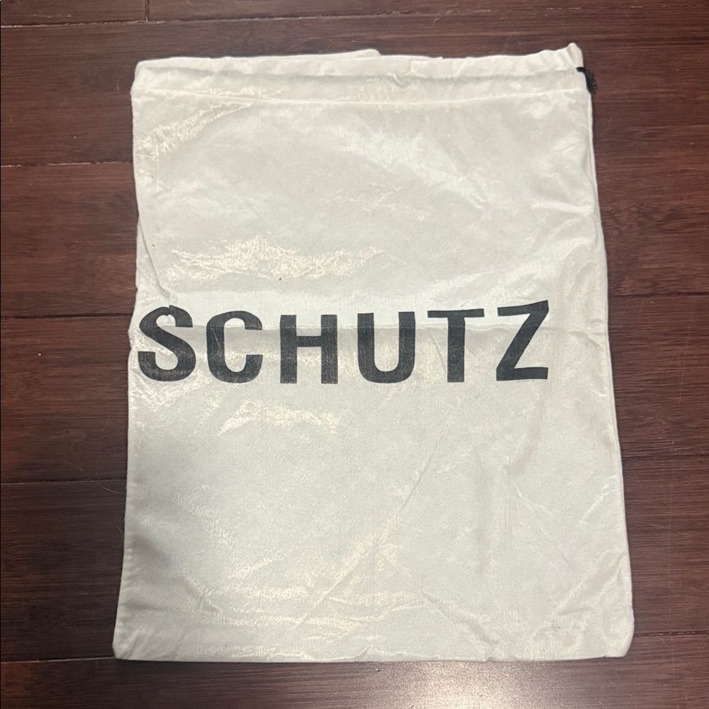 Small SCHUTZ Dust Bag NEW White Shiny and Black Drawstring Dustbag